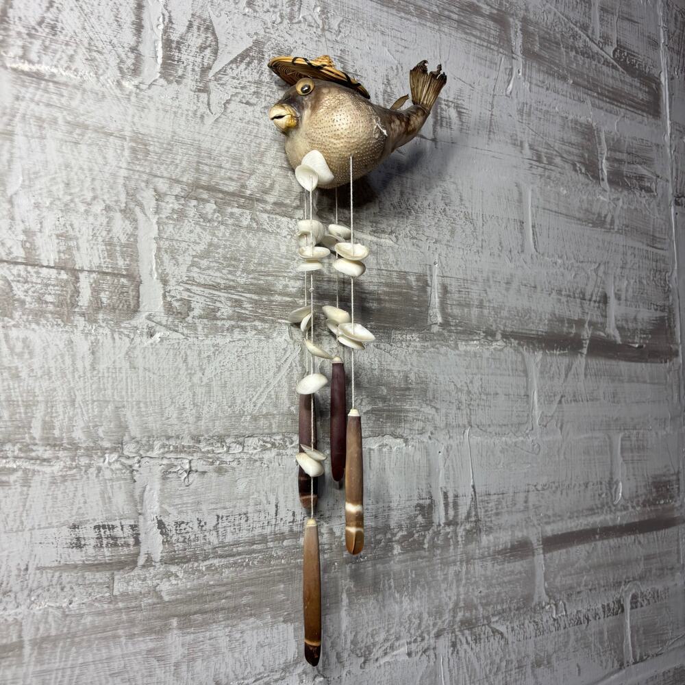 Pufferfish Taxidermy Seashell Wind Chime